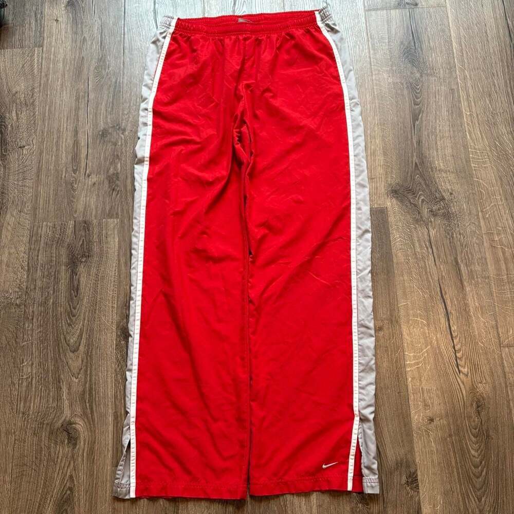 Vintage Y2K Nike Red Track Pants L 12-14 Side Stripe Joggers